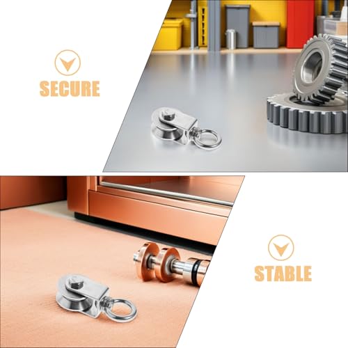 2 bloques de polea de acero inoxidable con ranura en V de 48 mm, rodillo silencioso pesado para elevación de cuerda de alambre, aparejo C y sistema de polea de cable de uso industrial