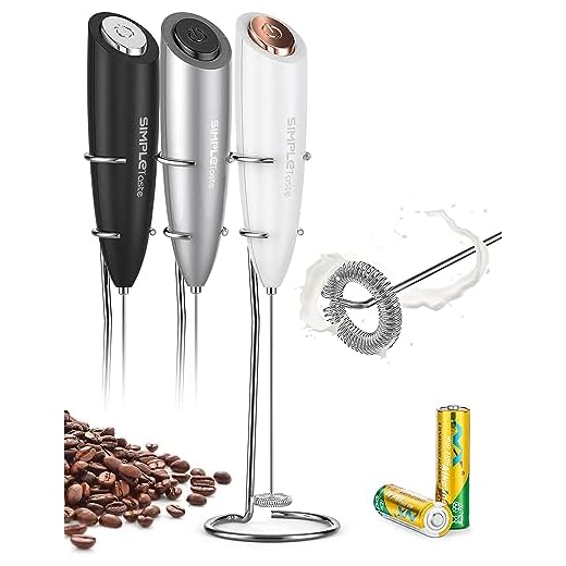 SIMPLETaste Milk Frother Handheld Battery Operated Electric Foam Maker, Drink Mixer with Stainless Steel Whisk and Stand for Cappuccino, Bulletproof Coffee, Latte