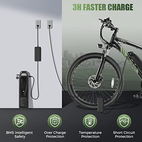Ancheer Electric Bike 27.5'' Electric Mountain Bike With 56 Miles Range & 22 Mph, 3H Fast Charge 500W 48V Removable Battery, Color Lcd Display, Electric Bike For Adult 21 Speed Incl. Free Bike Lock #TOP1