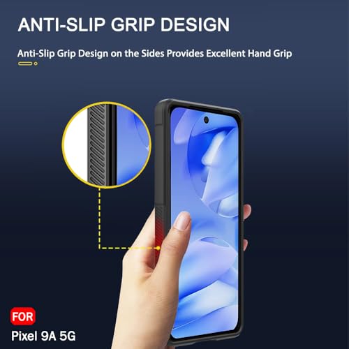 Image of TheGiftKart Liquid Silicon Back Cover Case for Google Pixel 9A | Shockproof Military Grade Protection | Micro-Fibre Cloth On Inner Side | Built-in Anti-Slip Grip Case Cover for Pixel 9A (TPU, Black)