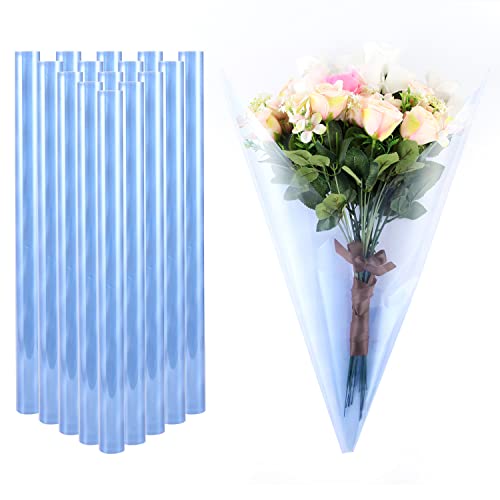 15 Stück schillerndes Zellophanpapier Bögen Zellophanfolie Rolle durchsichtige Blume Geschenkpapier für Geburtstag Weihnachten Geschenk Süßigkeiten Handwerk Blume 58,9 x 58,9 cm (blau) Cover