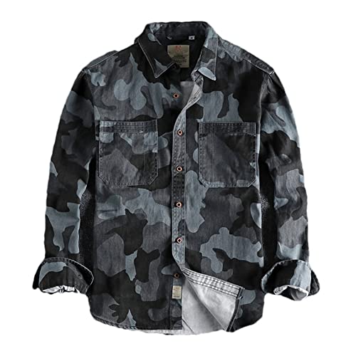 Chemise de travail Vsadsau Camo1 en coton fini les vêtements fragiles en gris foncé taille M