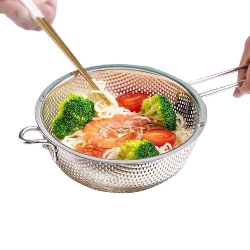 キッチン ストレーナー,ファインメッシュフィルター 取手付き,多目的キッチンストレーナー ハンドル付き | フルーツ 野菜 サラダ フレンチフライ 調理 洗浄 水切り 家庭 レストラン用