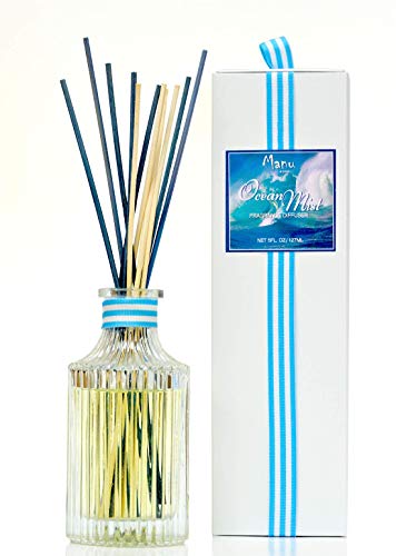 Manu Home Ocean Mist Oil Reed Diffuser Set ~ 5oz of Fresh Diffusing