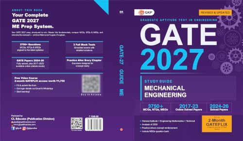 Image of GATE 2027 Mechanical Engineering Guide | Complete Study Material with 3750+ MCQs, NTQs & MSQs | 3 Full Mock Tests | Chapterwise Practice | GATE ME Book for PSU & IIT Admissions