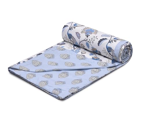 Image of Amazon Brand - Umi Soft Cotton Dohar AC Blanket Single Bed Size 57x87 Inch | 160 TC Three Layer Lightweight Quilt | Reversible Summer Comforter