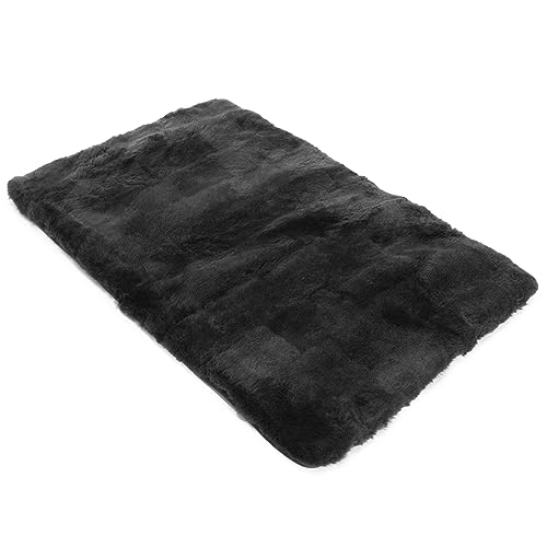 Werner Christ ® Lammfell Hundedecke Hundeteppich/Hundematte Chilly aus echtem Schaffell, der ideale Schlafplatz für Ihren Hund, Größe 50 x 80 cm in schwarz