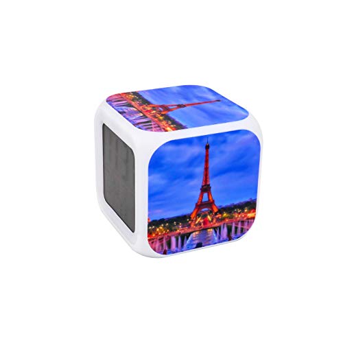 Egs New Eiffel Tower Dusk Lights Digital Alarm Clock Blue Desk Table Led Alarm Clock Creative Personalized Multifunctional Battery Alarm Clock Special Toy Gift For Unisex Kids Adults #TOP1