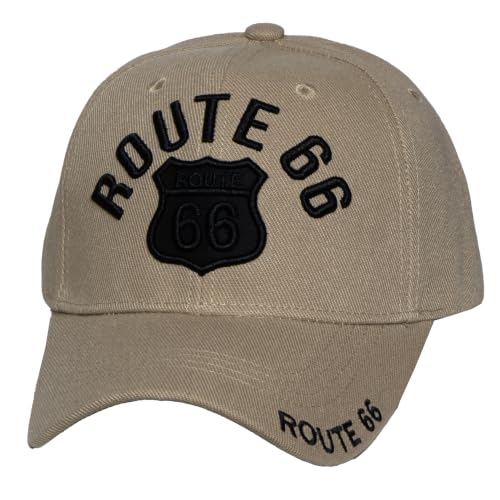 Image of TOP HEADWEAR Route 66 Embroidered Baseball Cap Americana Travel Hat | Mens Womens Historic Highway Inspired Style & Detailed Road Map Embroidery