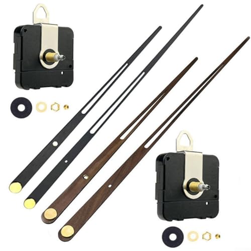 Kvartsur med högt vridmoment för gör-det-själv-väggklockor med lång axel valnötshänder kompatibla med 60 70 cm diameterpaneler (brun svart set)