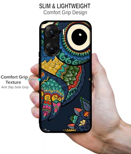 Image of Owl Illustration Design Premium 2D Printed Metal Back Case Cover for Vivo V29E 5G