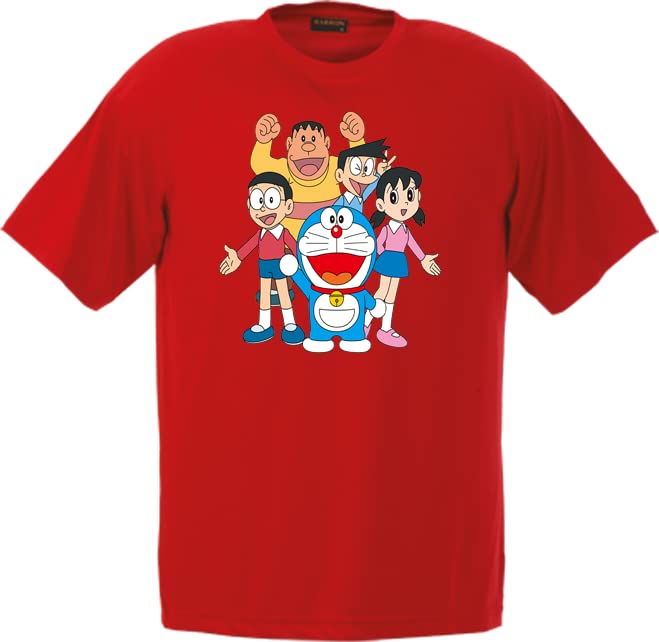 r&s creationsDoraemon Boys & Girls Regular Fit Pure Cotton Half Sleeves T Shirt