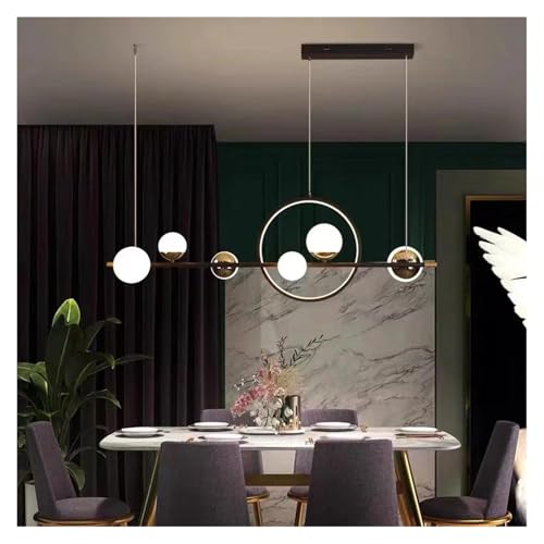 Lustre nordique noir avec corde et suspension horizontale à LED pour salle à manger