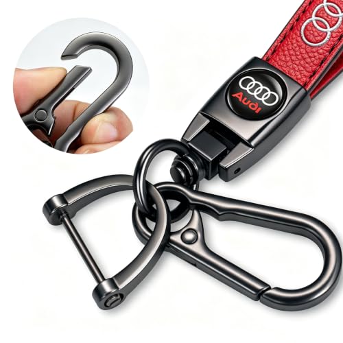 Image of Leather car Keychain 06 Set for Men and Women Family Present Keychain Key Ring Lanyard (red)