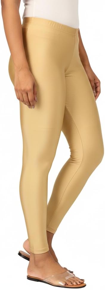 i TEX Women's Shimmer Leggings | Shiny Churidar & Anti Fading & Durable | Ankle Length,Mid Rise,Slim Fit | Soft & Stretchable Nylon Fabric | Stylish Comfortable for Party,Casual,Everyday Wear