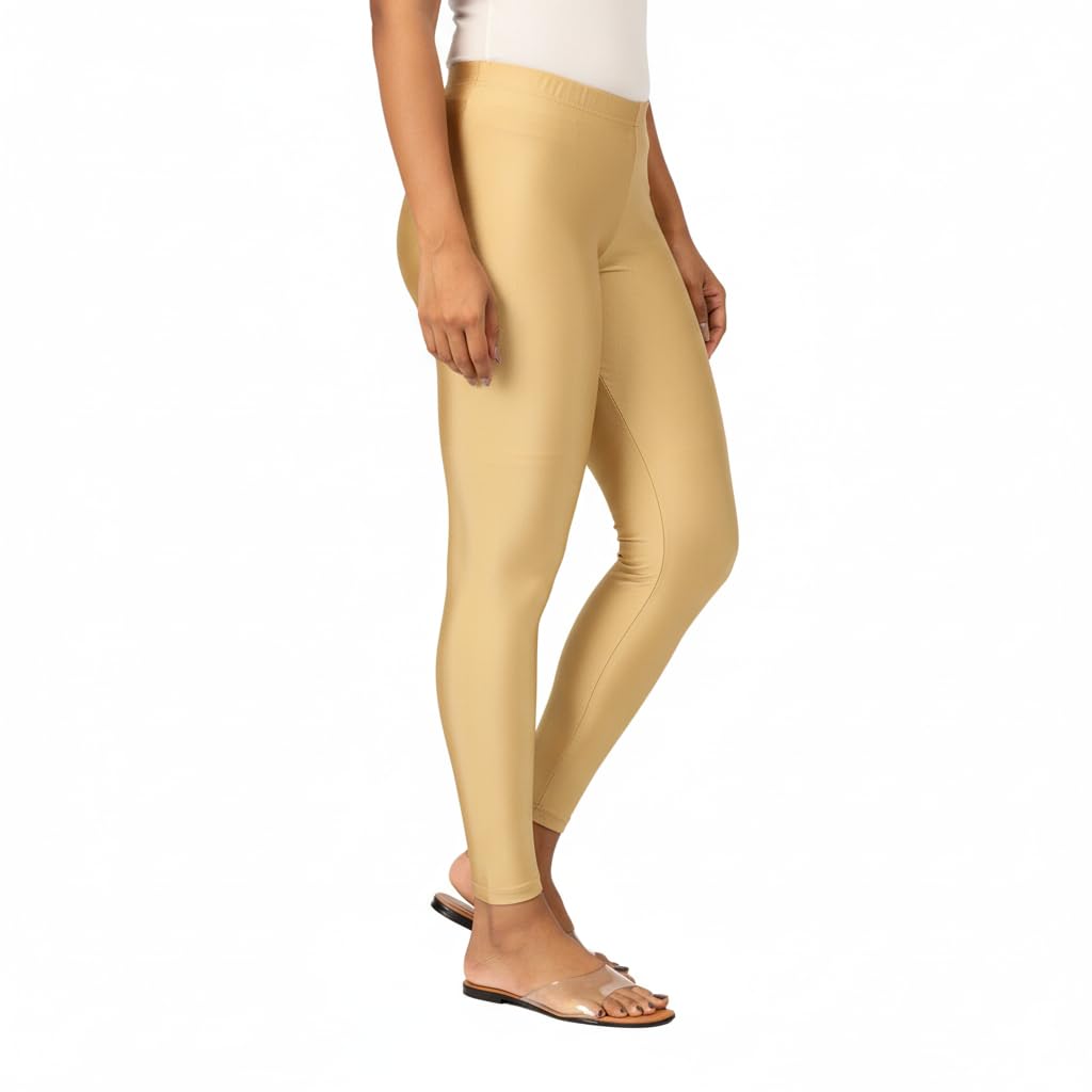 i TEX Women's Shimmer Leggings | Shiny Churidar & Anti Fading & Durable | Ankle Length,Mid Rise,Slim Fit | Soft & Stretchable Nylon Fabric | Stylish Comfortable for Party,Casual,Everyday Wear