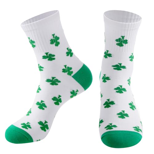 St. Patrick's Day Socks for Men, Green Shamrock Quarter Socks, Funny Holiday Gifts