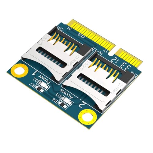 JMT Mini PCI-E to Dual Micro SD Card TF Card Adapter with Metal Extender Bracket Supports Half-Size and Full-Size Dimension