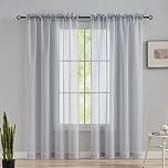 Home Brilliant Net Curtain 2 Panels for Bedroom Decoration Classical Sheer Curtains With Rod Pocket for Privacy Protected, 54 x 72 Inch, 183cm Drop, Light Grey
