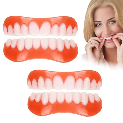 YAPKOLV 2 Paia Faccette Dentali Finte, Copertura Cosmetica per Denti, Denti Finti Temporanei, Protesi Dentali Artificiali, Dentiere Provvisorie, Faccette per Denti, Denti Bianchi (Bianco)