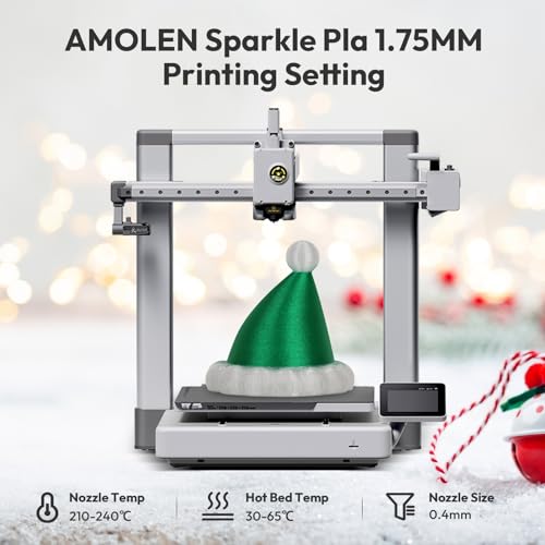 Image of AMOLEN Shiny 3D Printer PLA Filament, Sparkle PLA Filament 1.75mm Shining Glitter 3D Printing PLA Filament for Most FDM 3D Printer, Dimensional Accuracy + /- 0.02mm, 1kg Spool(2.2lbs), Christmas Green