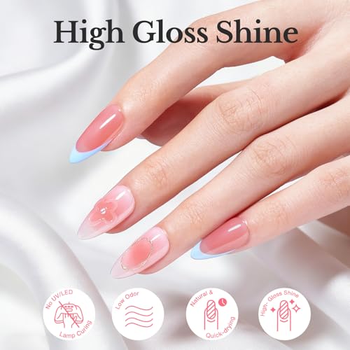 Image of AZUREBEAUTY Jelly Nail Polish Set Quick Dry Transparent Nude Pink Purple Brown 4 Colors Sheer Natural Nail Lacquer Fingernail Kit with Top Coat Nail Polish DIY Salon Home