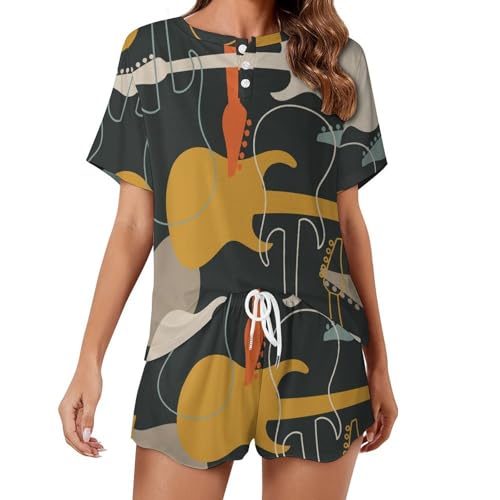Pyjama short femme Guitare le vêtement de nuit anti-transpiration pour l'été