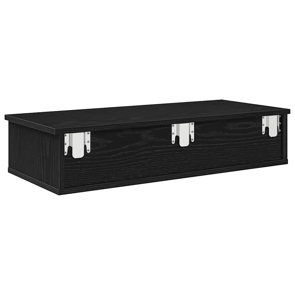 Generisch Wandregal mit Schubladen Schwarz 80x31x17 cm Holzwerkstoff,Möbel,Regalsysteme,Wandregale-859951