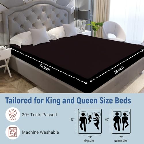 Image of La Verne 100% Waterproof Premium Cotton Feel Mattress Protector King Size 78 x 72 Inches | Breathable and Hypoallergenic Ultra Soft Fitted Bed Protector Cover (Dark Brown, King, Terry Fitted)
