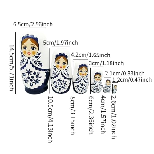 Qianly 6 peças bonecas russas pintadas à mão bonecas matryoshka de madeira para adultos
