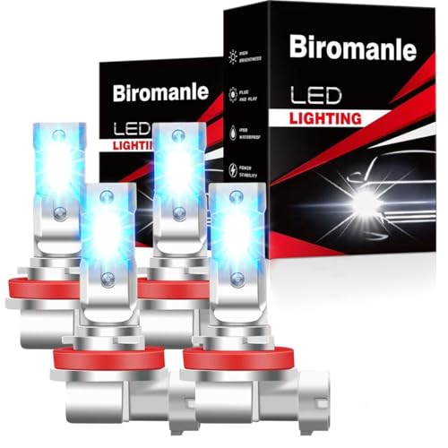 Biromanle H8 H11 Fog Light Combo, 400% Brighter 26000LM 8000K Ice Blue, H8 H9 H11 High Low Beam, Plug and Play,fog light bulb,Turn signal light bulbs(Pack of 4)