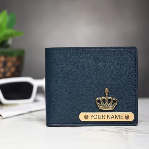 Image of TCG Personalized Name & Charm Imported Leather Mens Wallet | Gifts for Men Husband Boyfriend Employees Clients Colleagues Friend (Royal Blue)