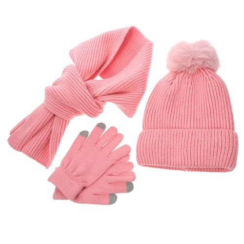 Holibanna Women's Winter Hat Gloves Scarf Set Warm Touch Screen Gloves Beanie Hat Winter Warm Costume for Outdoor Activities