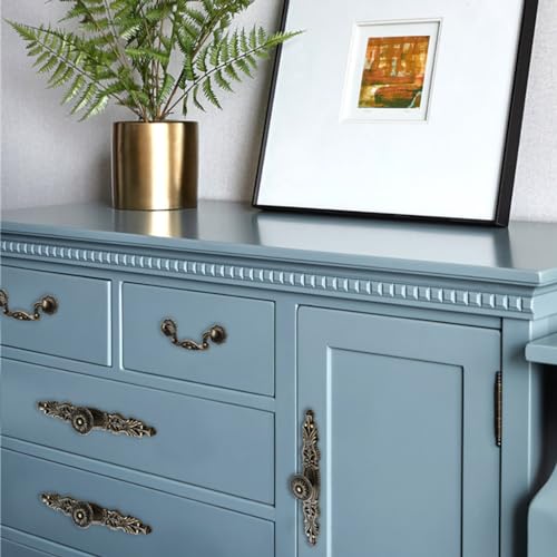 ESreake 6PCS Antique Bronze Cabinet Pulls with Plate,6.5" Long Vintage Zinc Alloy Handles Pulls Knobs for Drawer Furniture Door Bedroom Kitchen Cupboard with Screws (Small(6.5" L/3.8" CC)) - Image 4