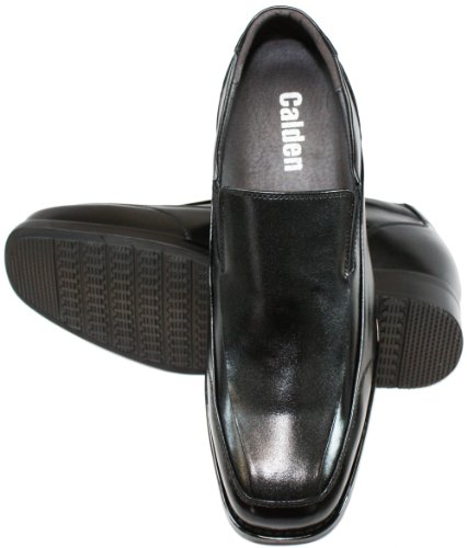 Image of Calden Men's Invisible Height Increasing Elevator Shoes - Black Leather Slip-on Lightweight Dress Loafers - 3 Inches Taller - K333011 - Size 6 D(M) US