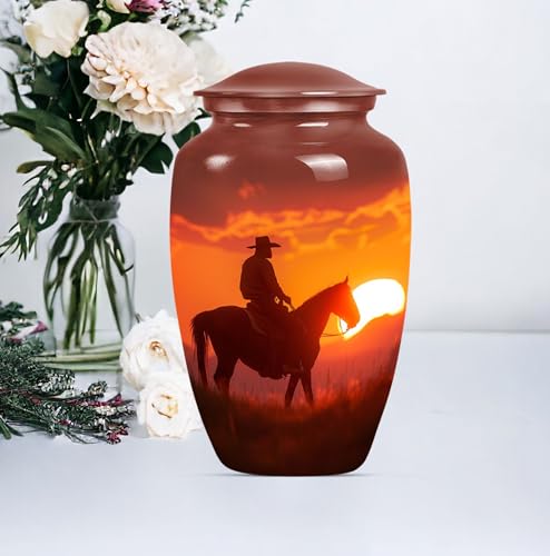 Image of Cowboy Urn for Ashes - Cremation Urns for Adult Ashes Women - Human Cremation Urns - Adult Urn for Human Ash Men (10 inch Pack of 1)