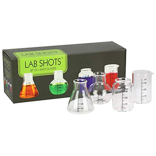 Chemistry Shot Glasses - Set of 4 Science Beaker Shots For The Nerd in Your Life - Work Overtime in the Home Laboratory - Chemistry Gifts Backed by Science