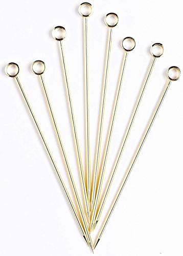 Putwo Stainless Steel Metal Martini Picks, 4" Pack Of 8 In Gold #TOP4