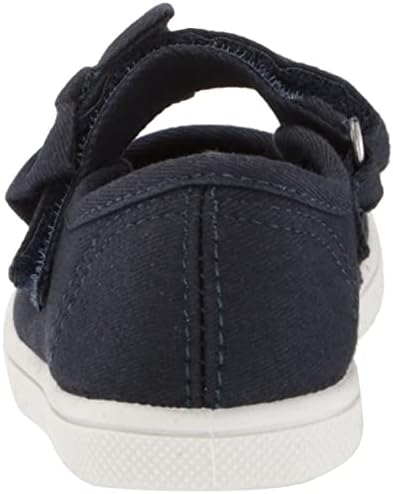The Children's Place,baby-girls,Slip on Sneakers,Uniform Bow Strap Canvas Sneakers,Navy,7 Toddler | Image 2