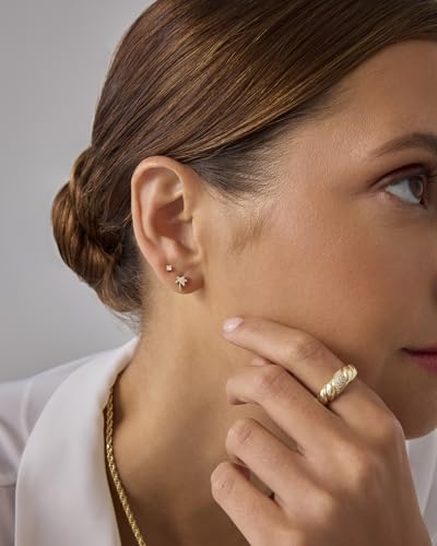 Image of PAVOI 14K Gold Plated Dainty Flat Back Earrings for Women, Piercing Studs