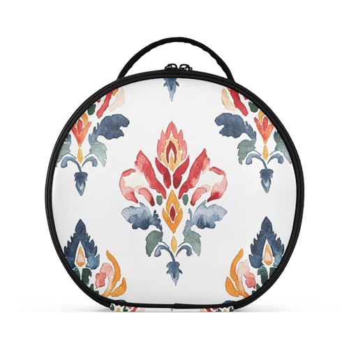 Takiito Watercolor Colorful Floral Travel Makeup Case Portable Makeup Box Artist Cosmetic Case Organizer With Adjustable Dividers