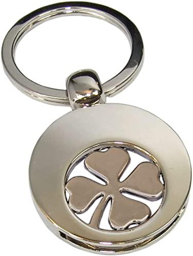 Kaltner Präsente Idée cadeau – Porte-clés porte-bonheur avec pendentif trèfle à quatre feuilles avec puce pour chariot de courses