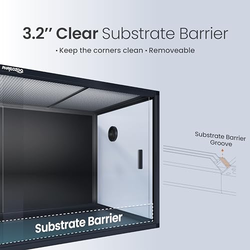 Image of Phailozoo 120 Gallon Reptile Terrarium with 10' Stacker, Black Tempered Glass Reptile Tank, Perfect for Bearded Dragon, Snake, Lizard Enclosure
