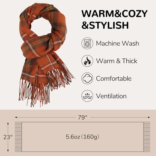 Image of Loritta Winter Scarf for Women, Long Plaid Shawl Wraps Scarves Gifts