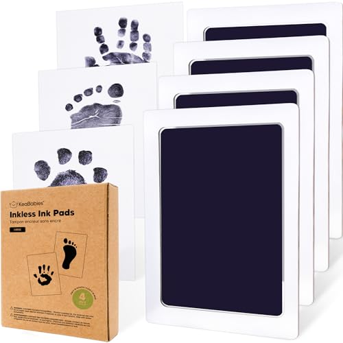 Image of 4-Pack Inkless Baby Hand and Footprint Kit - Mess Free Ink Pad for Newborn Keepsake, Dog Nose & Paw Print Kit, Clean Touch Ink Pad for Baby Hand & Footprints, Ideal New Mom Gifts (Twilight, L)