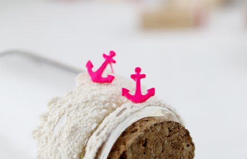 Fashion fluorescent color navy anchor earrings for women