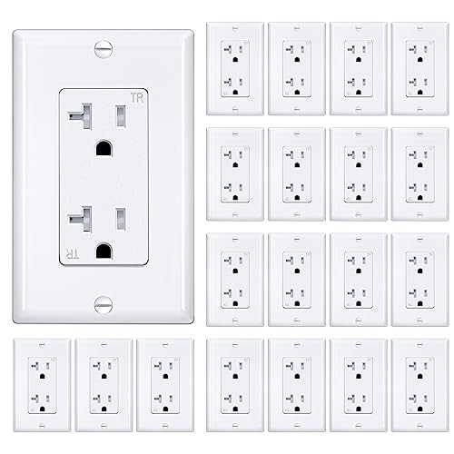 [20 Pack] Bestten 20 Amp Wall Receptacle Outlet, Tamper-Resistant (Tr), 20A/125V/2500W, Wall Plates Included, Residential And Commercial Use, Ul Listed, White #TOP15