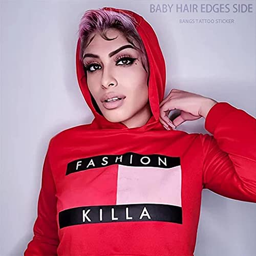 Fake Edges Baby Hair Temporary Tattoo Side Bang Stickers,2 Styles Popular Waterproof Fake Hair Fringe Edge Tattoo Stickers, Novelty Wig Natural Fashion Look Beauty Diy Hair Curler For Women Girls #TOP2