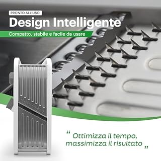 YoHous Mandolina per Verdure Professionale Regolabile - Taglia Verdure Manuale in Acciaio Inox - Affetta Verdure a Julienne, Cubetti e Fette Sottili