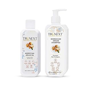 TRUNEXT MOROCCAN ARGAN OIL 200ML +ARGAN SHAMPOO 300ML- HAIR COMBO, HAIR CARE ROUTINE, HAIR SET, HAIR KIT